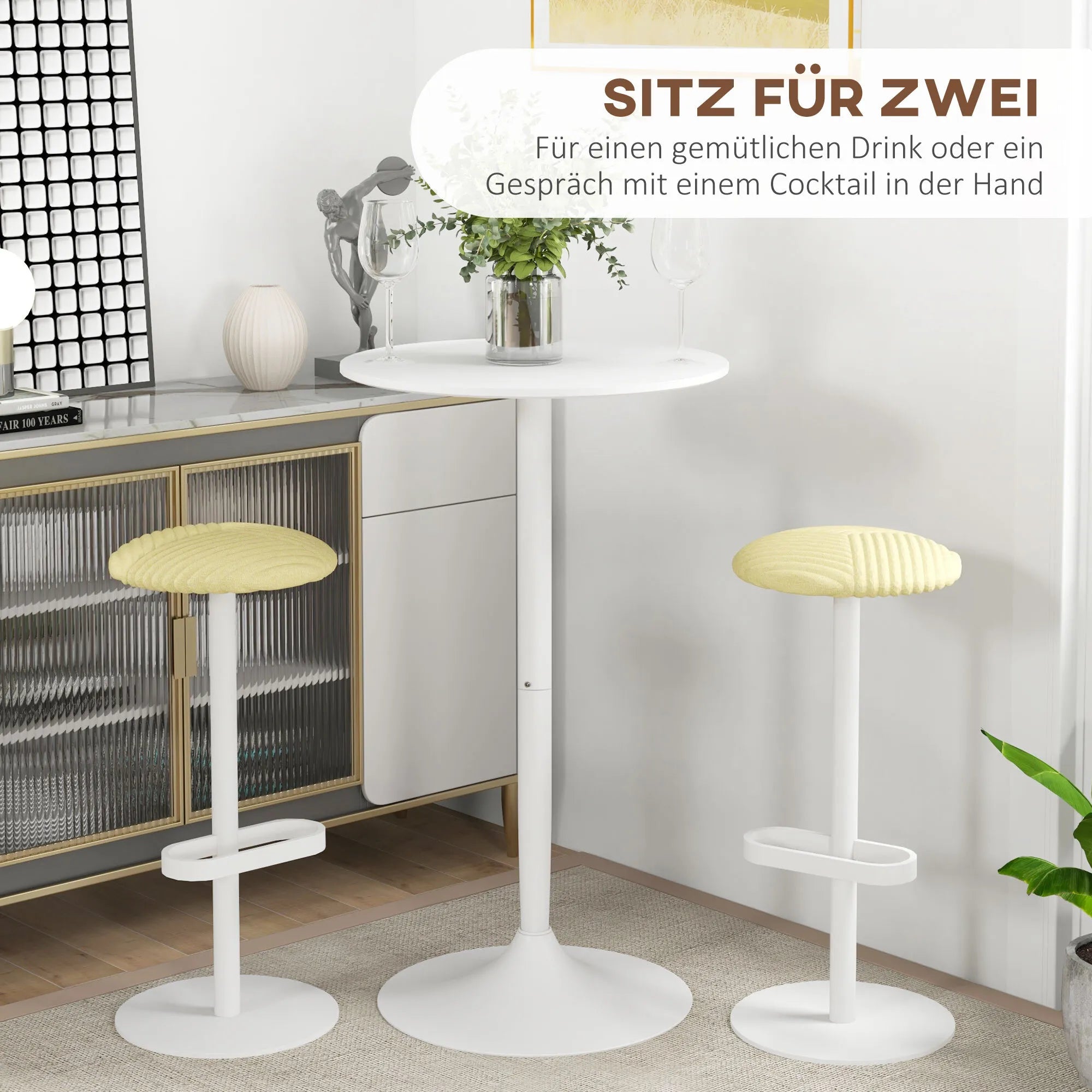 Baras Stalas, stalas 2 asmenims, 60 x 60 x 102 cm, baltas