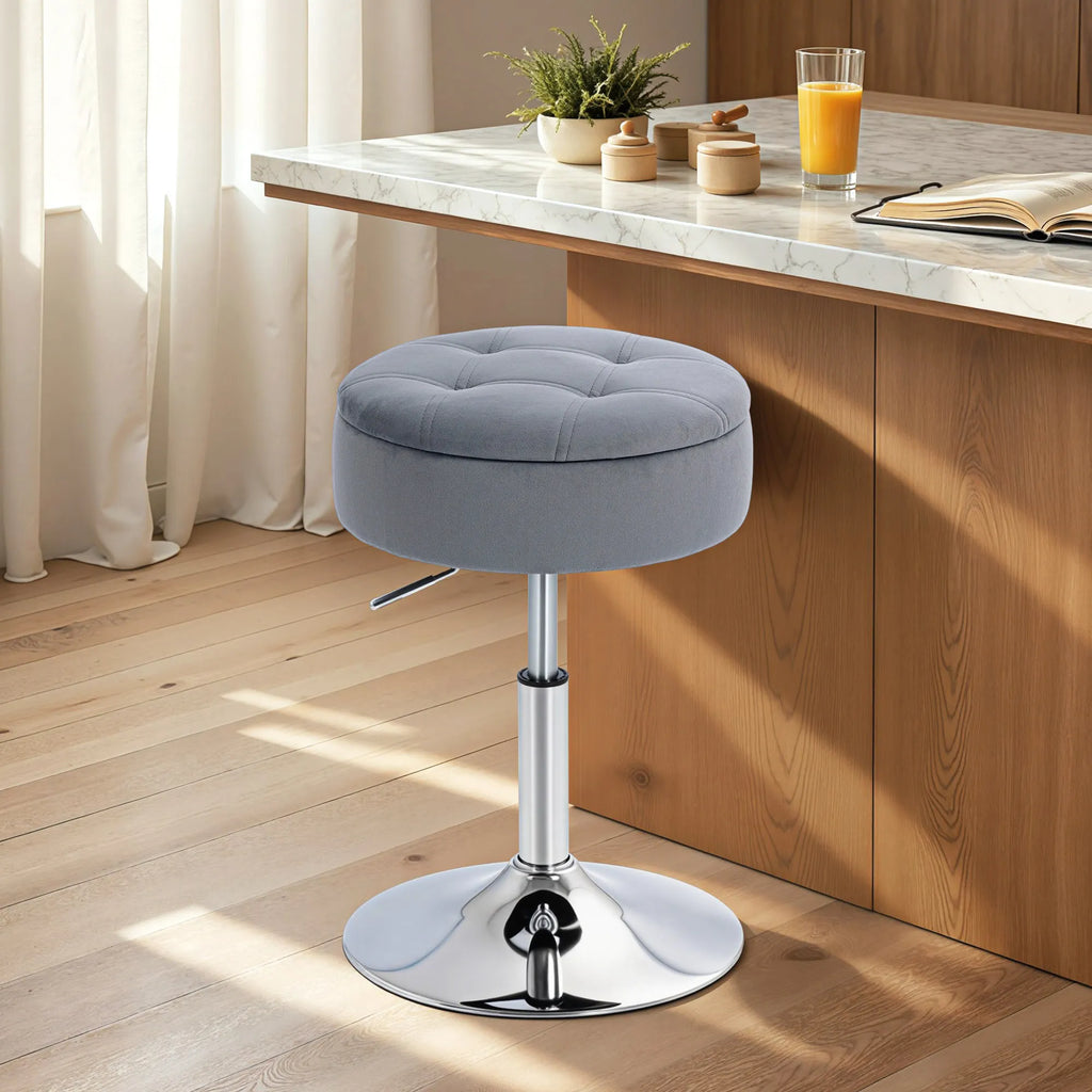 Baro kėdė su daiktadėže, 49-65 cm, pilka