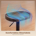 Iš arti matomas guobos medienos sėdynės ergonomiškas balno formos paviršius