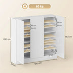 Matmenų schema: 106,4×34×108,5 cm spintelė, keliamoji galia 60 kg