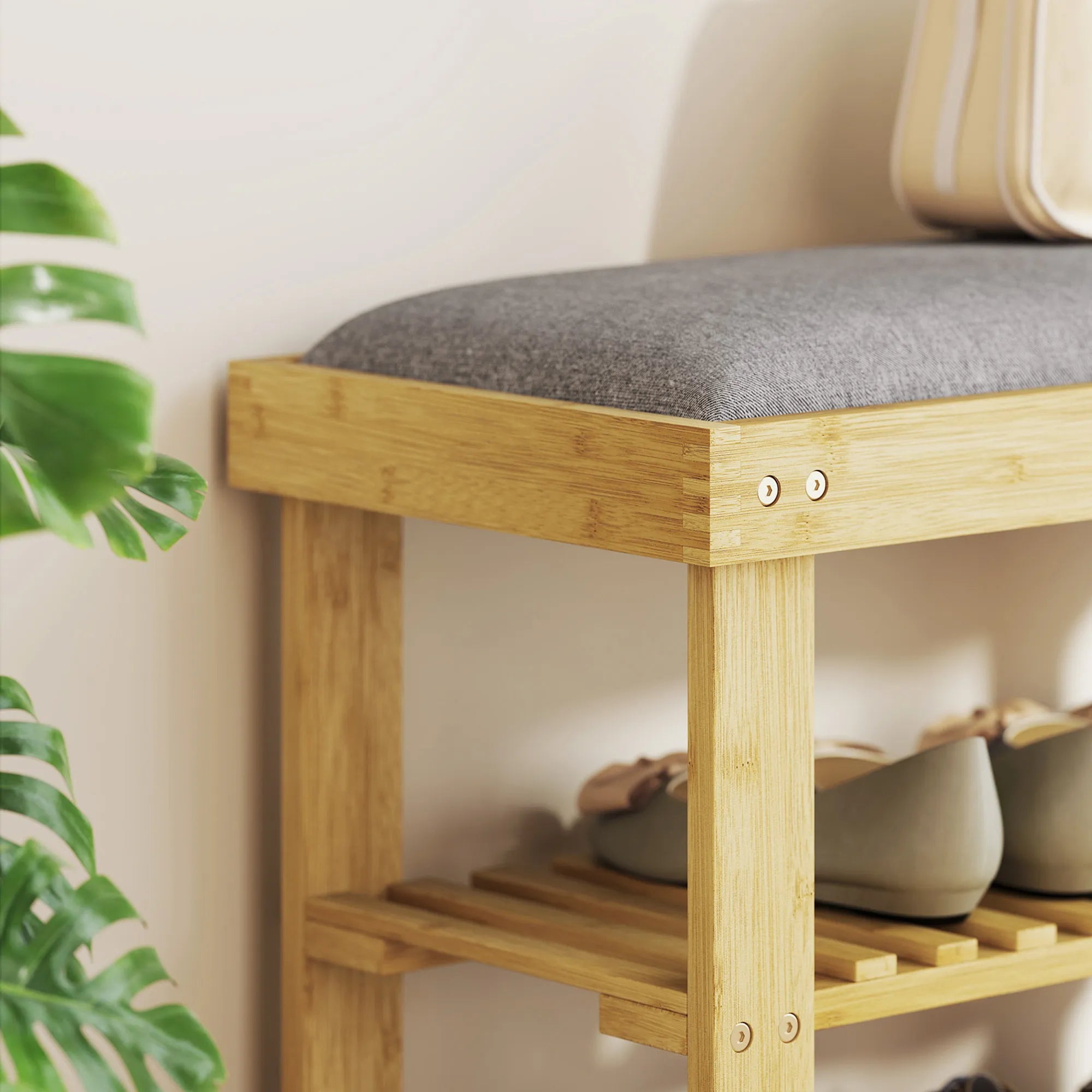 Batų spintelė su minkšta sėdyne, 60 cm, pilka