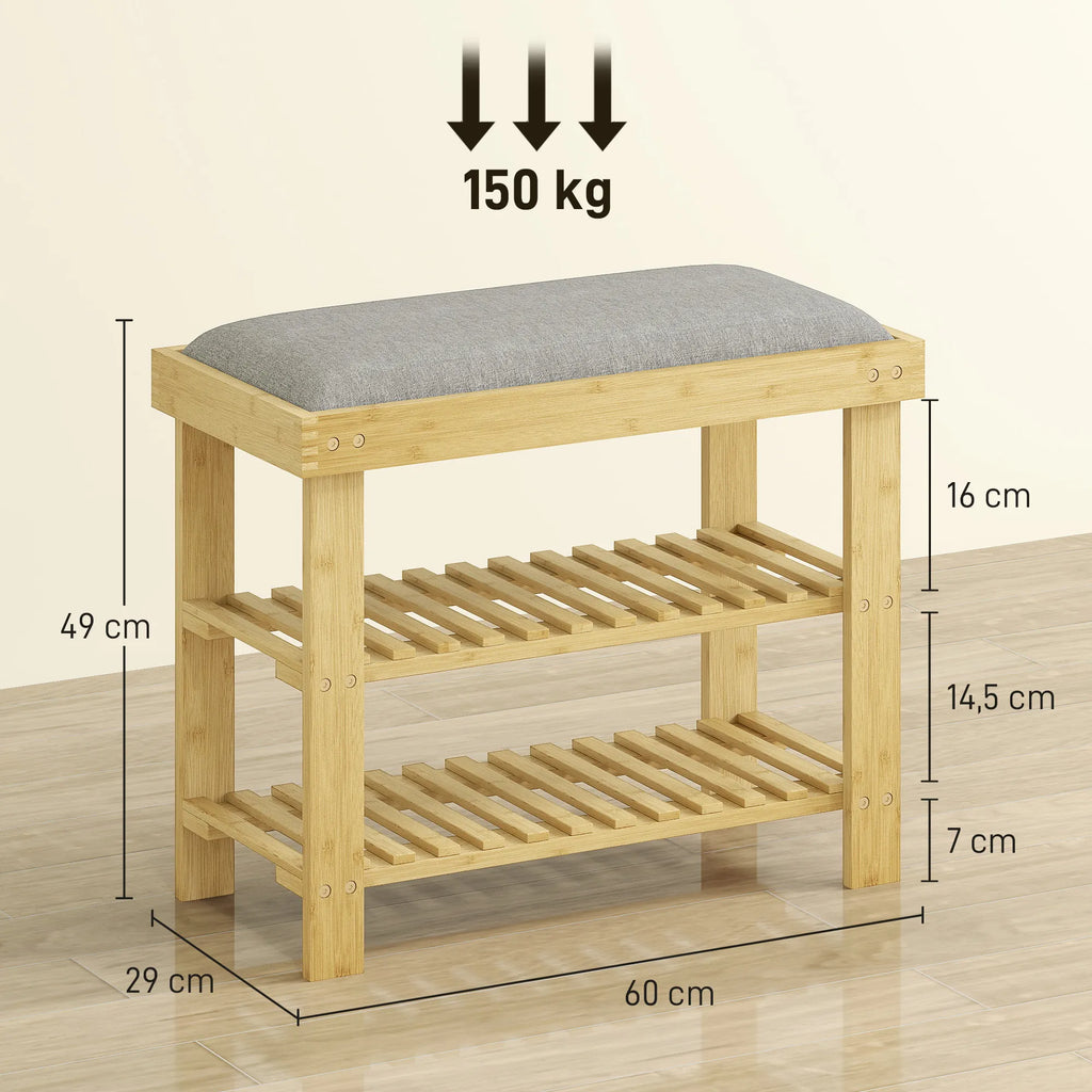 Batų spintelė su minkšta sėdyne, 60 cm, pilka