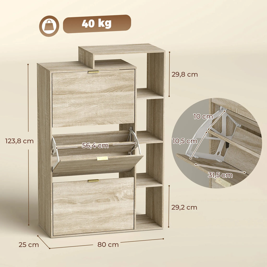 Batų spintelės matmenų schema: 123,8 cm aukštis, apkrova iki 40 kg