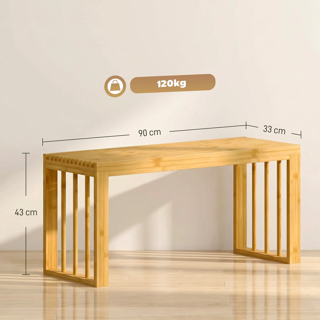 Batų suoliukas iš bambuko, 90 cm, natūralios spalvos