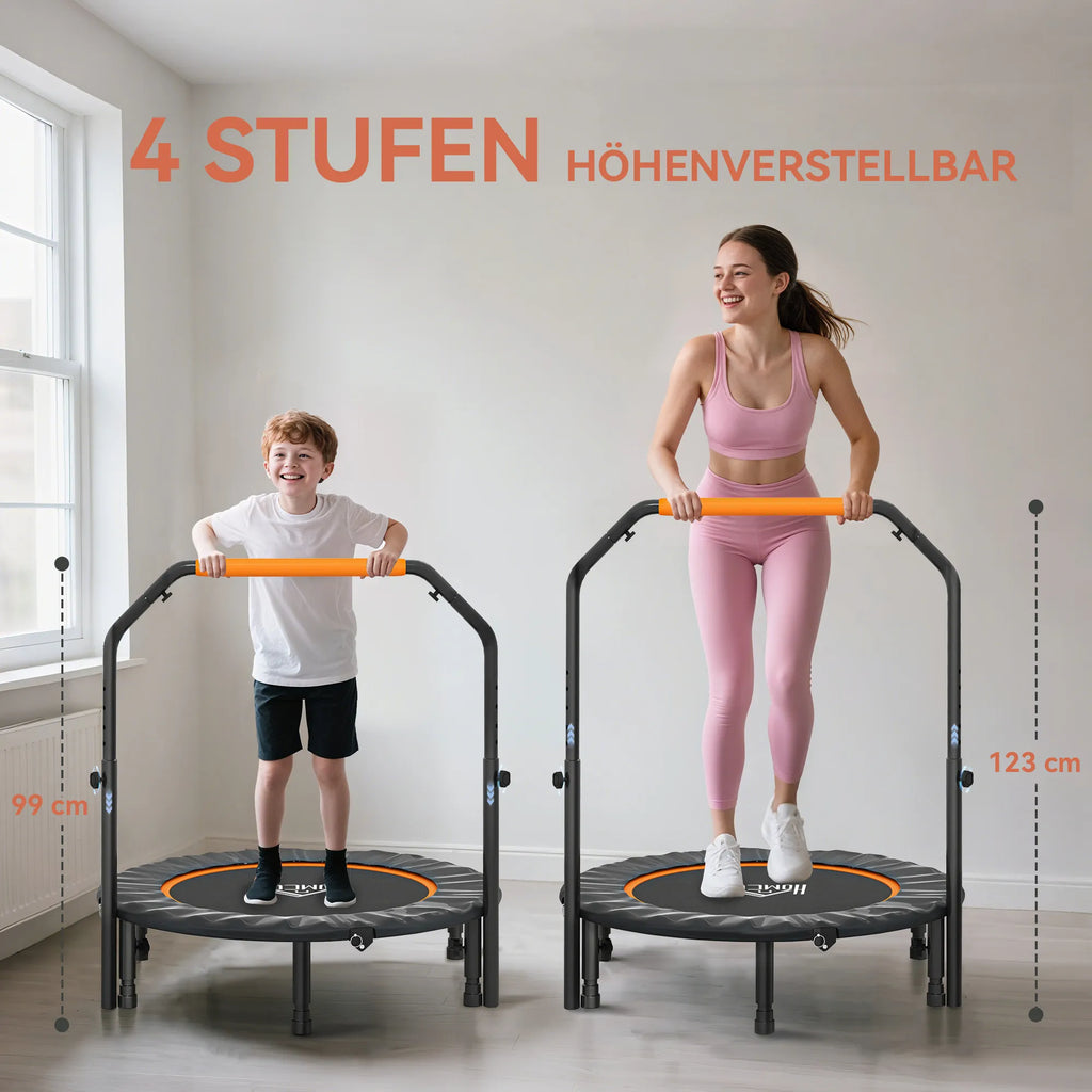 Batutas fitnesui, sulankstomas, su reguliuojama rankena, skersmuo 102 cm, iki 150 kg, juodas