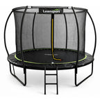 Batutas Leansport, 135 cm, su apsauginiu tinklu, kopėčiomis ir šuolių centru, juodas