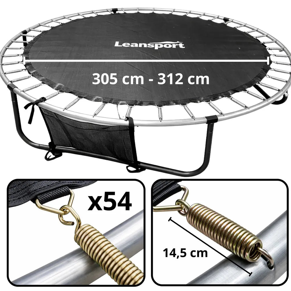 Batutas Leansport, 305–312 cm, 54 spyruoklės, su saugojimo krepšiu, juodas