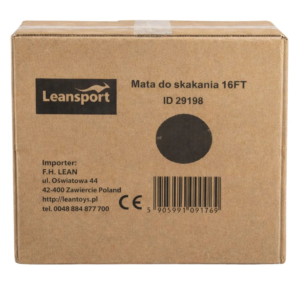 Batutas Leansport, 487–494 cm, su apsauginiu tinklu, kopėčiomis ir 108 spyruoklėmis, juodas