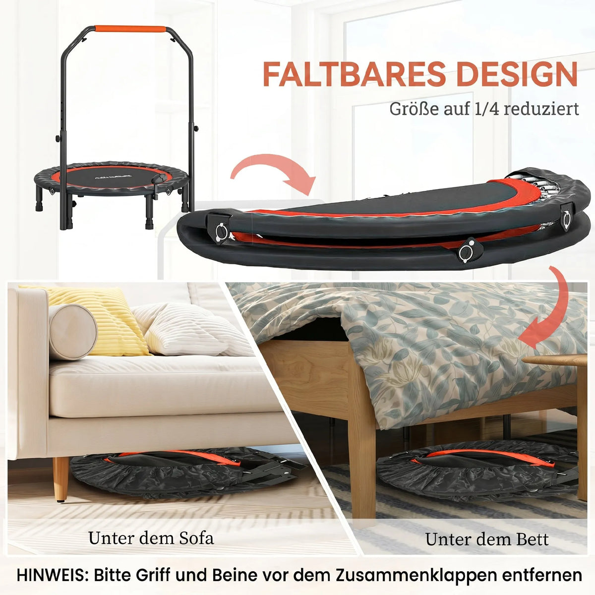 Batutas su reguliuojama rankena, 102 cm, juodas su raudonu