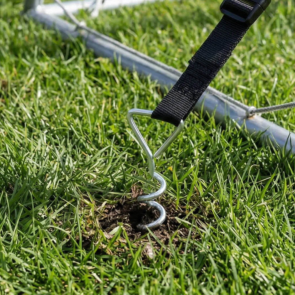 Batuto ankeriai 4 vnt. rinkinys 32 cm, spiraliniai tvirtinimo kuolai su diržais, sidabriniai