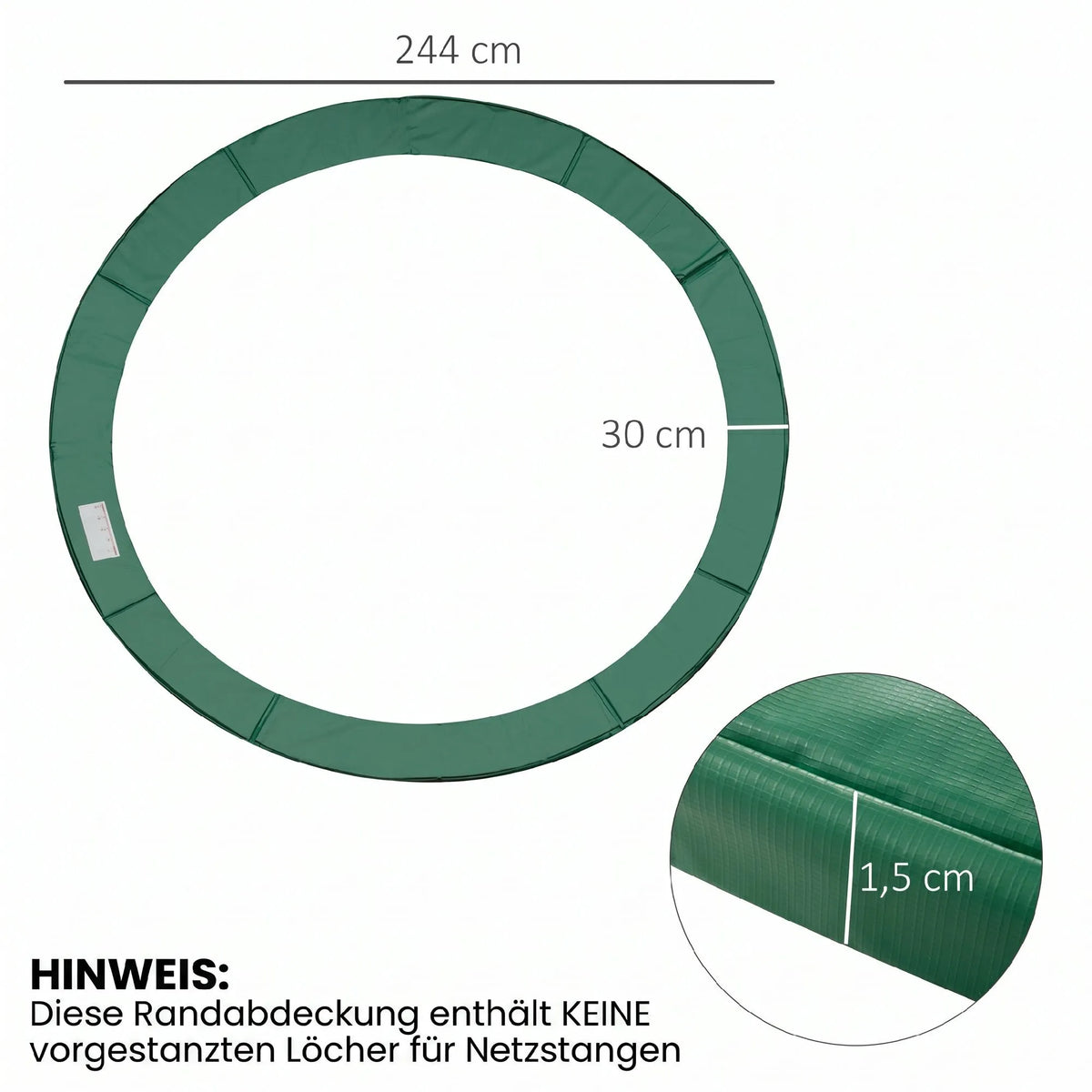 Batuto apsaugos matmenų schema: skersmuo, plotis ir storis centimetrais