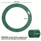 Schema, rodanti dangos tinkamumą 305 cm skersmens batuto rėmui