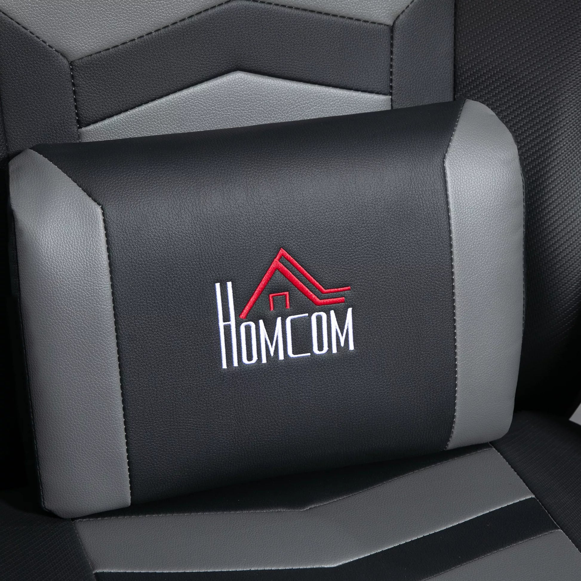 Žaidimų kėdė, masažo funkcija, reguliuojamas atlošas, kojų atrama, iki 120 kg, plieninis rėmas, dirbtinė oda, pilka