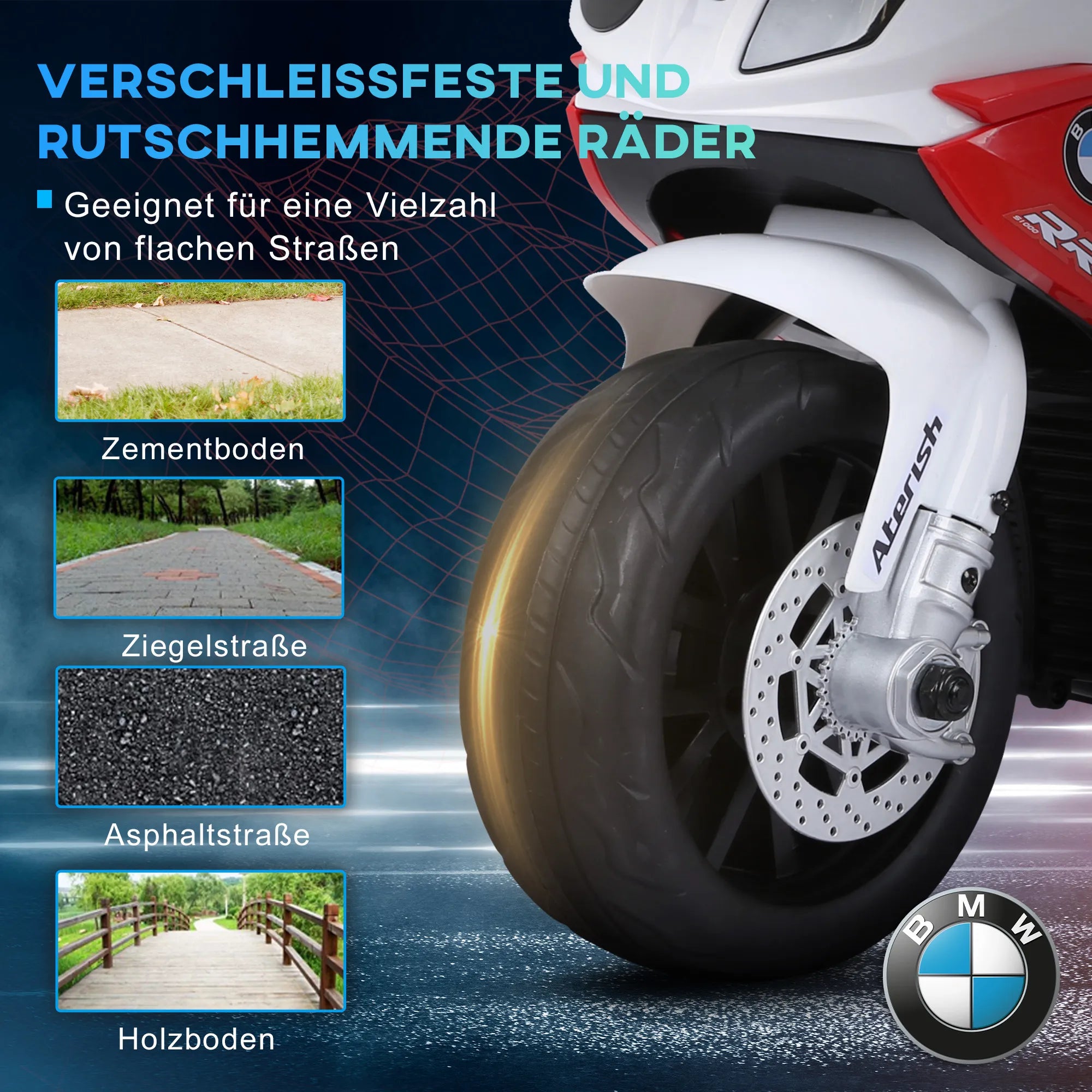 Elektrinis motociklas vaikams BMW S1000RR 6V elektrinis motociklas su žibintais, vaikų motociklas su muzika 2,5 km/h motociklas vaikams nuo 18 iki 36 mėnesių, raudonas