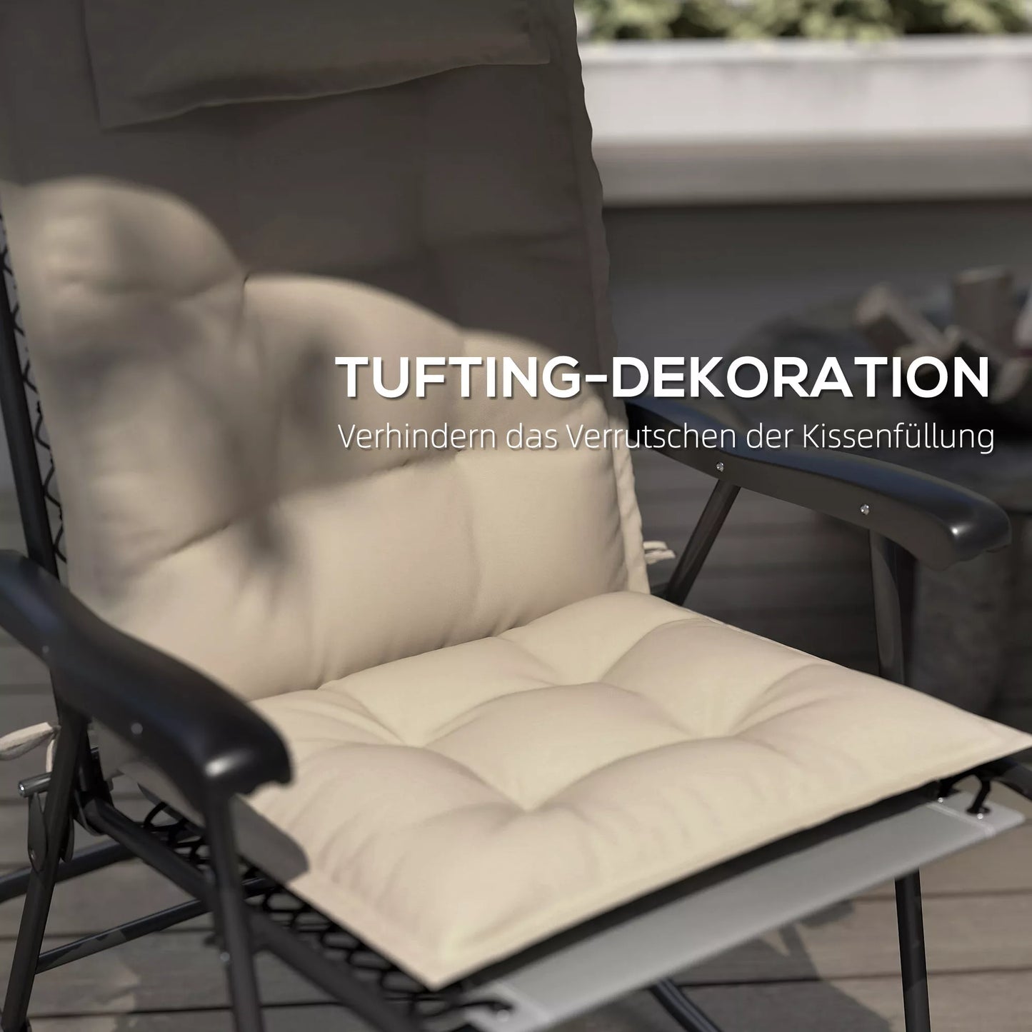 2 vnt. komplektas vandeniui atspari pagalvėlė/čiužinys saulės gultui, paminkštintas paklotas sodo gultui 50x116x5 cm, smėlio spalvos