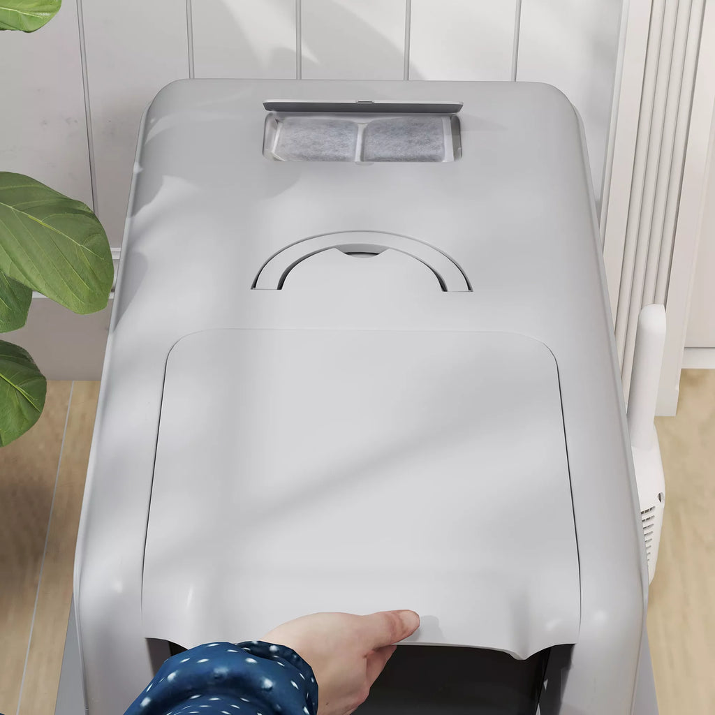 Katės tualetas su nerūdijančio plieno indėklu, iki 6 kg, pilkas