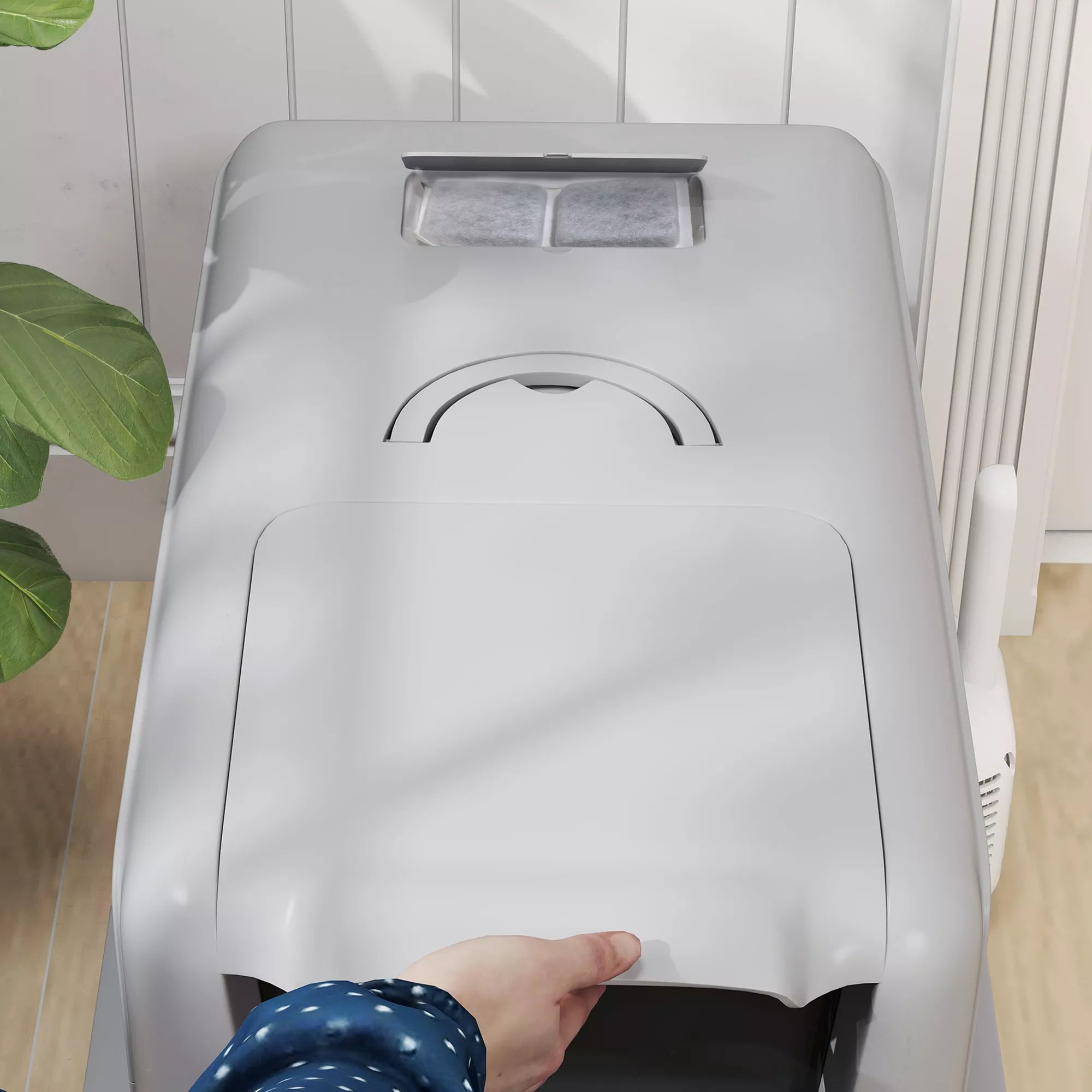 Katės tualetas su nerūdijančio plieno indėklu, iki 6 kg, pilkas