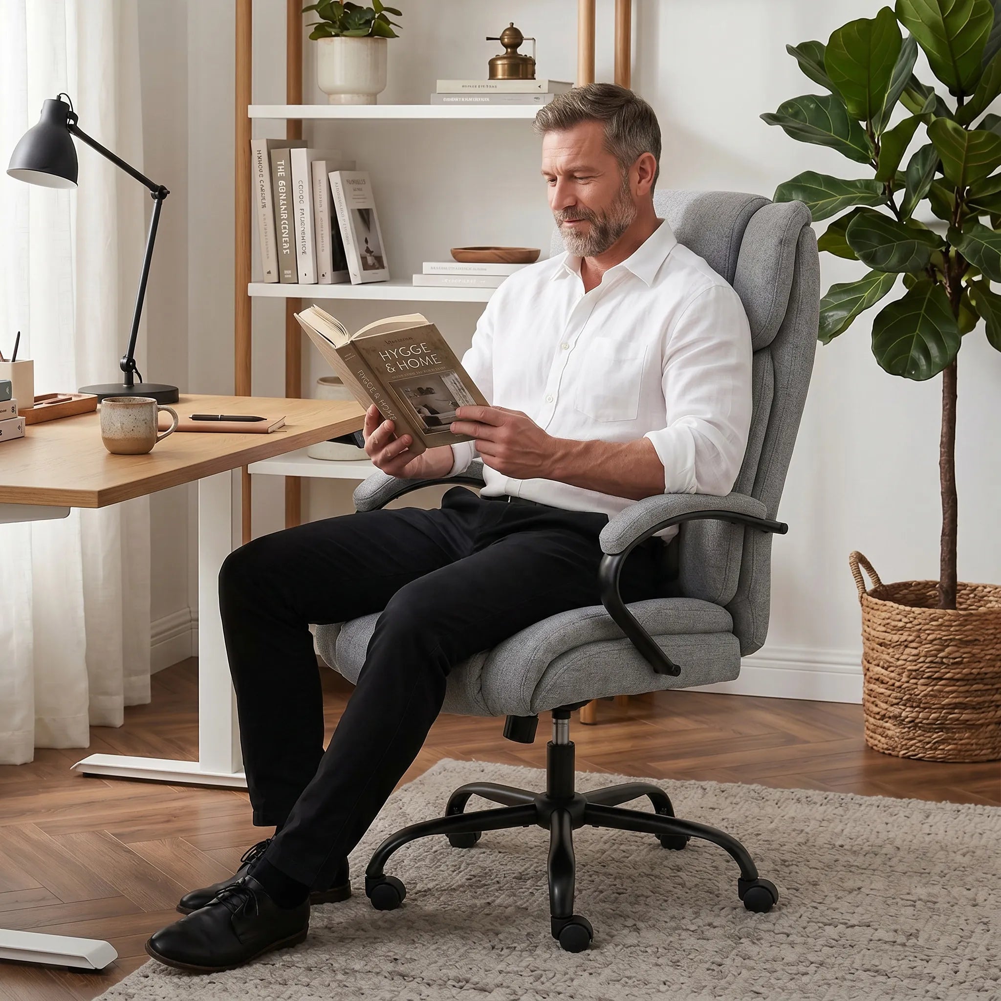 Biro kėdė ergonomiška iki 220 kg, šviesiai pilka