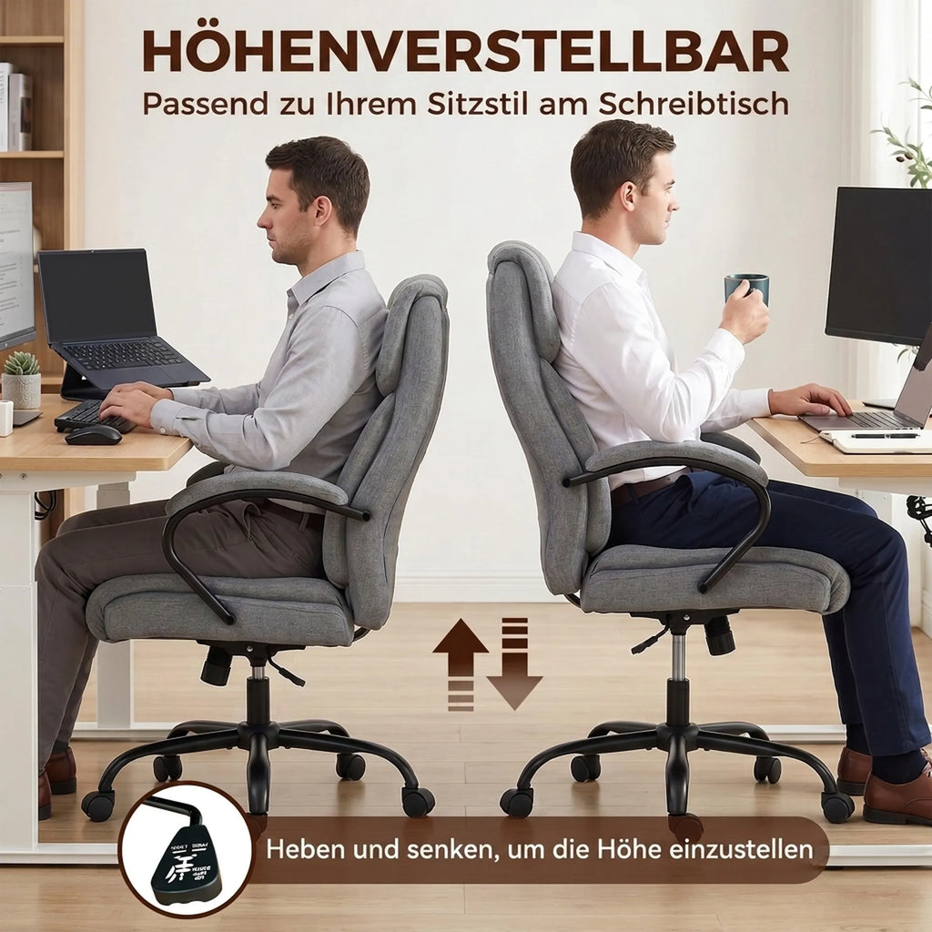 Biro kėdė ergonomiška iki 220 kg, šviesiai pilka