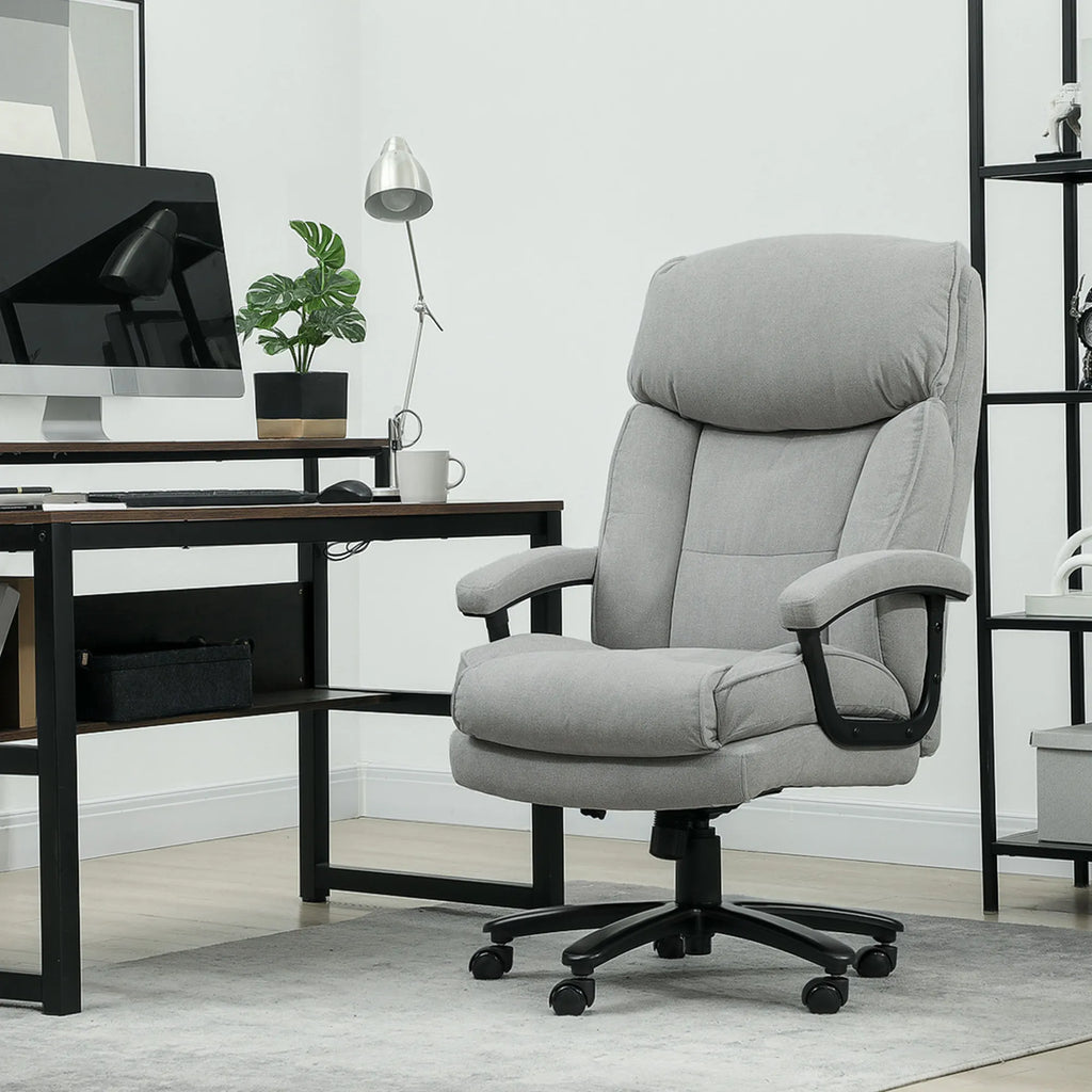 Birojo kėdė iki 200 kg su ergonomine atrama, šviesiai pilka