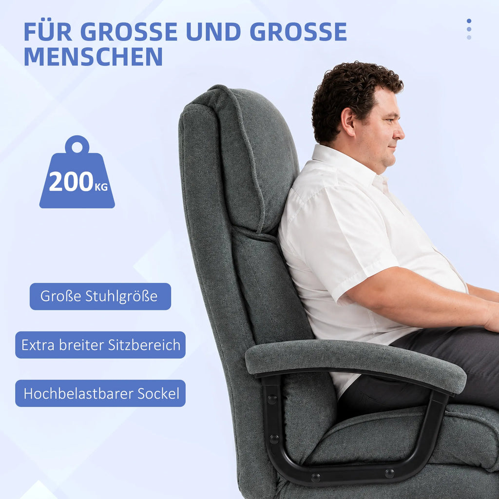 Birojo kėdė iki 200 kg su ergonomine atrama, šviesiai pilka