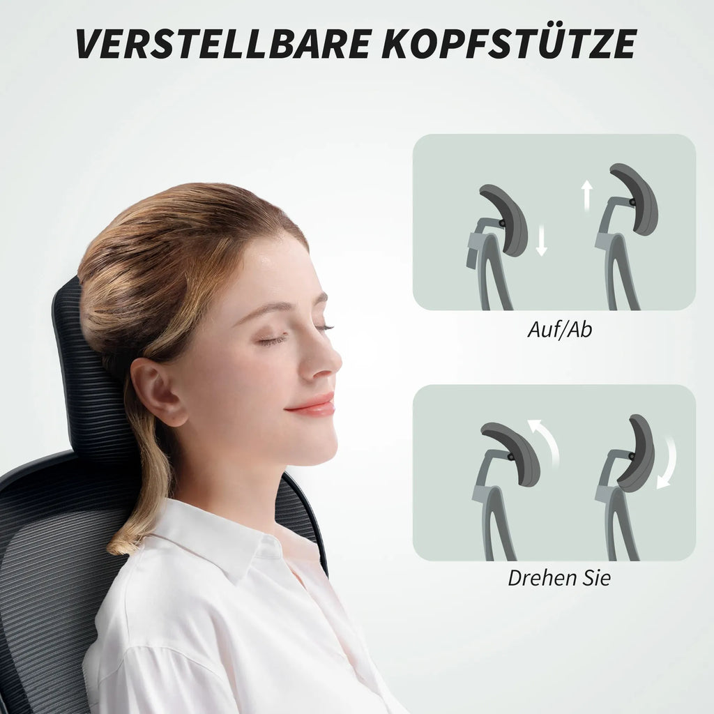 Biuro kėdė Ergonomiška biuro kėdė su atlenkiamais porankiais, reguliuojama juosmens atrama Juoda