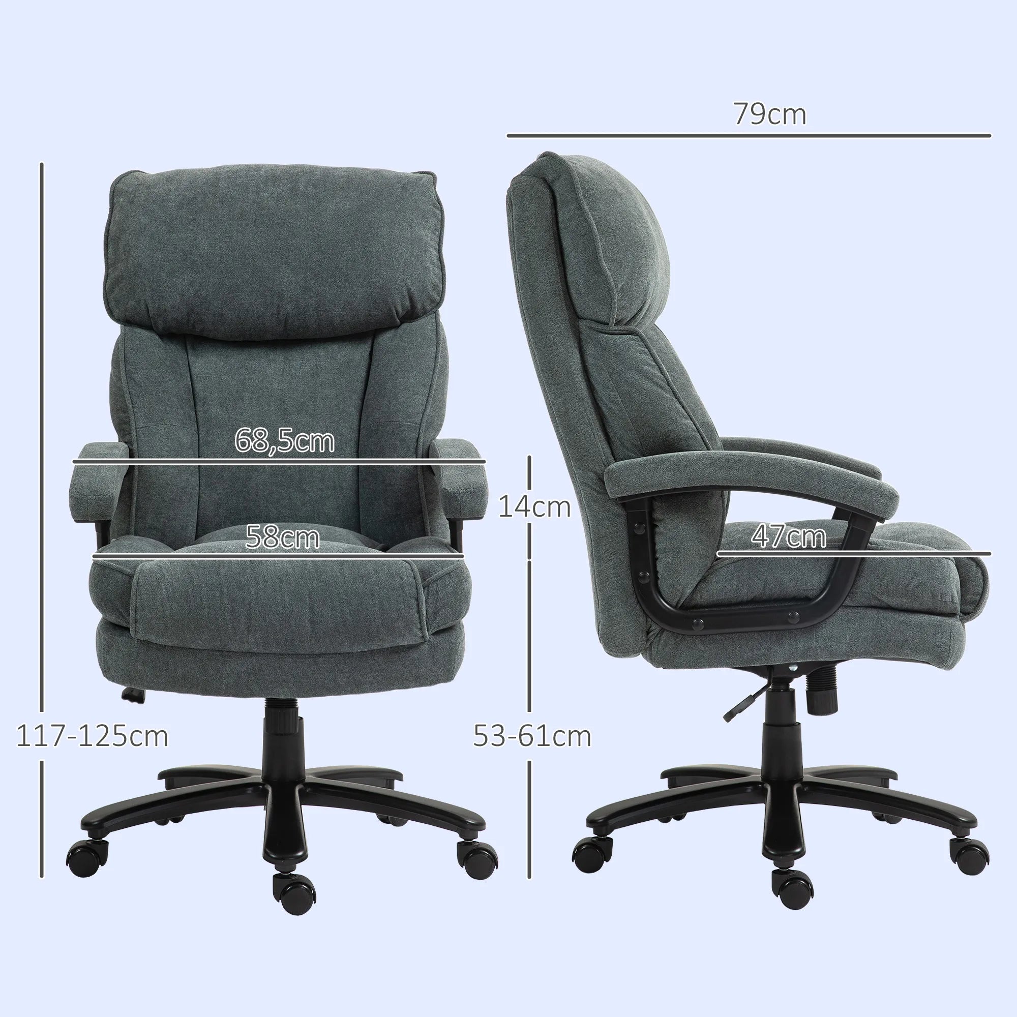 Biuro kėdė ergonomiška, iki 200 kg, pilka