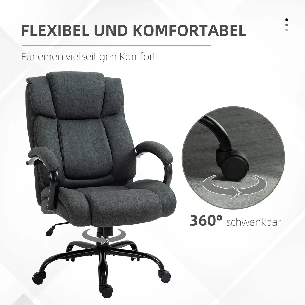 Biuro kėdė ergonomiška, iki 220 kg, tamsiai pilka