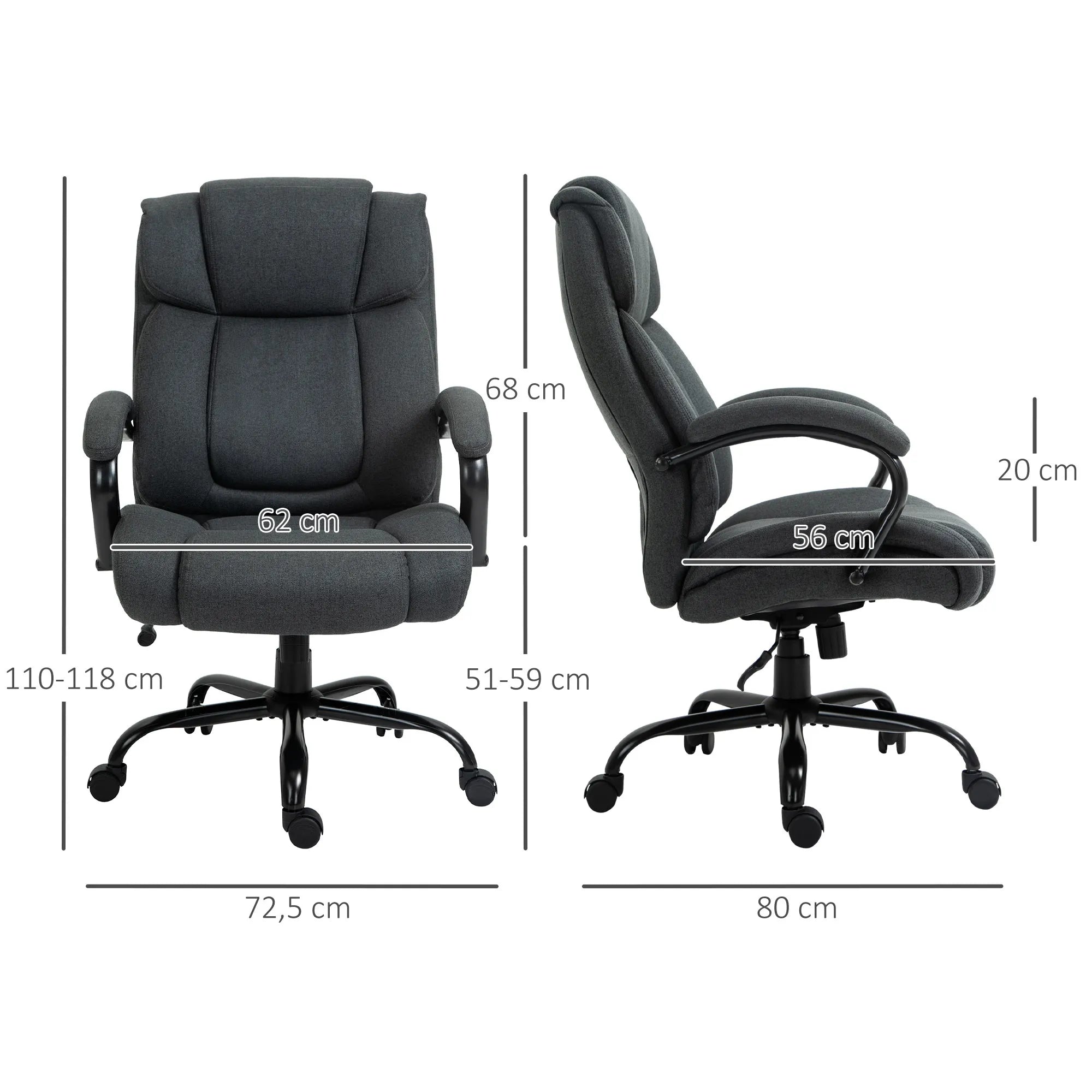 Biuro kėdė ergonomiška, iki 220 kg, tamsiai pilka