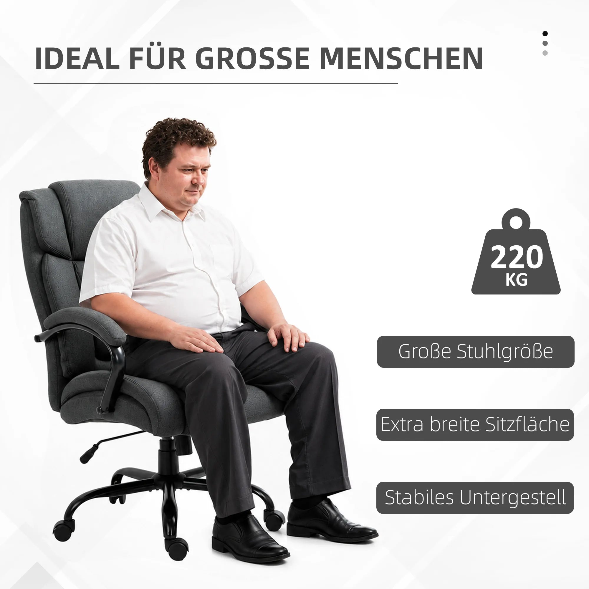 Biuro kėdė ergonomiška, iki 220 kg, tamsiai pilka