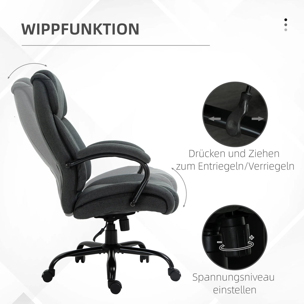 Biuro kėdė ergonomiška, iki 220 kg, tamsiai pilka