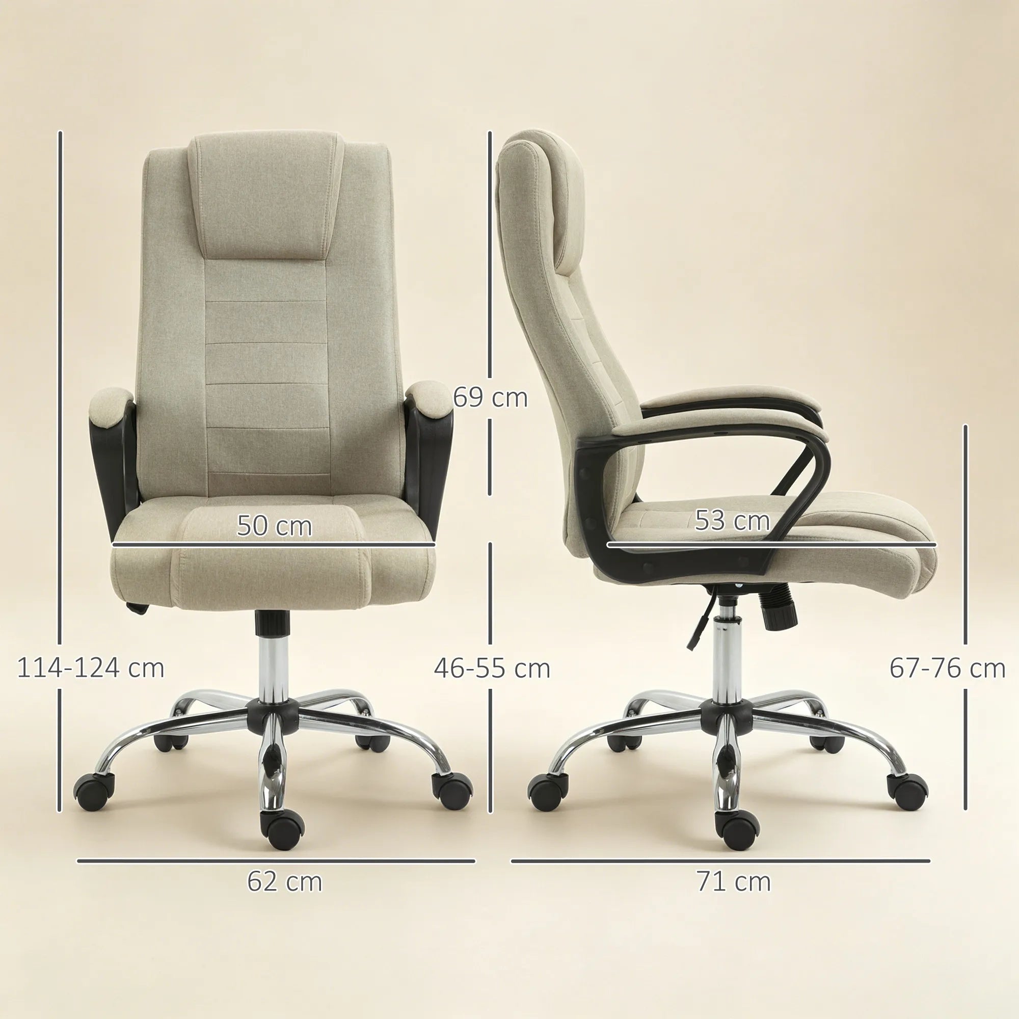 Biuro kėdė ergonomiška reguliuojama iki 120 kg, smėlio spalvos