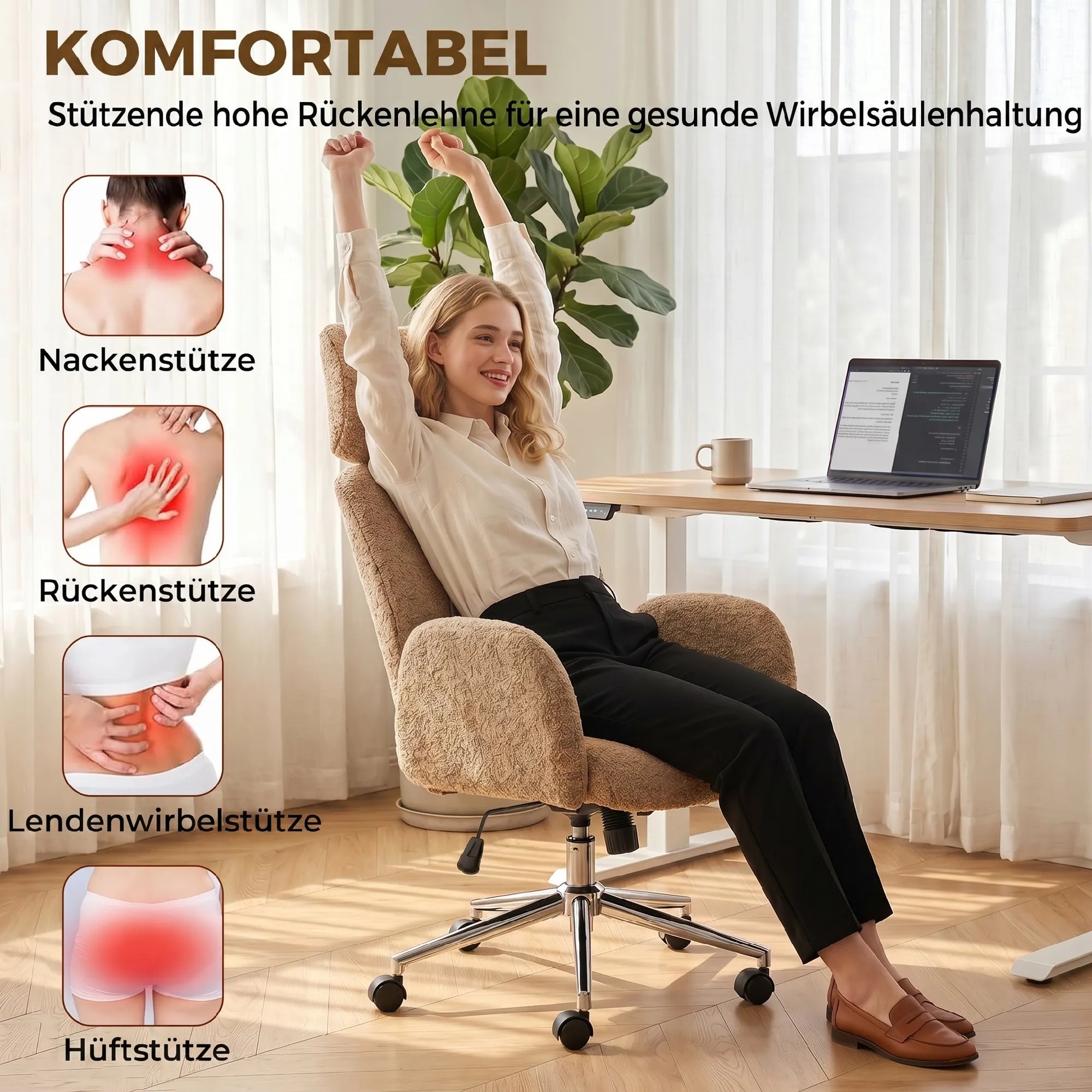 Biuro kėdė ergonomiška reguliuojama ruda