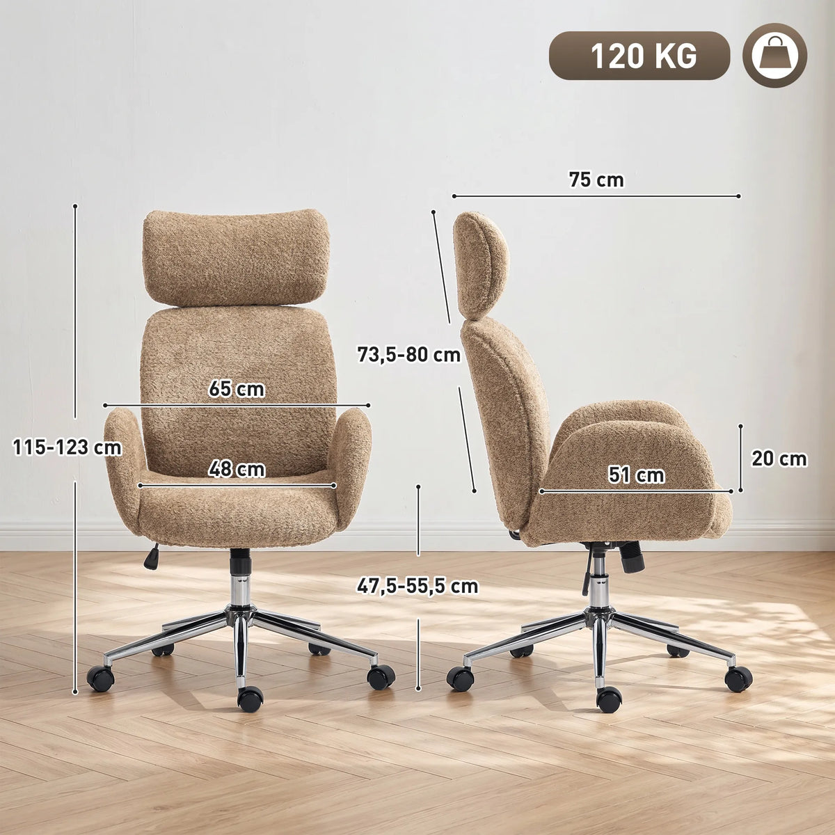 Biuro kėdė ergonomiška reguliuojama ruda