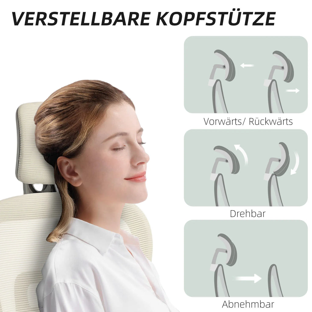 Biuro kėdė ergonomiška reguliuojama su kojų atrama, 120 kg, smėlio spalvos
