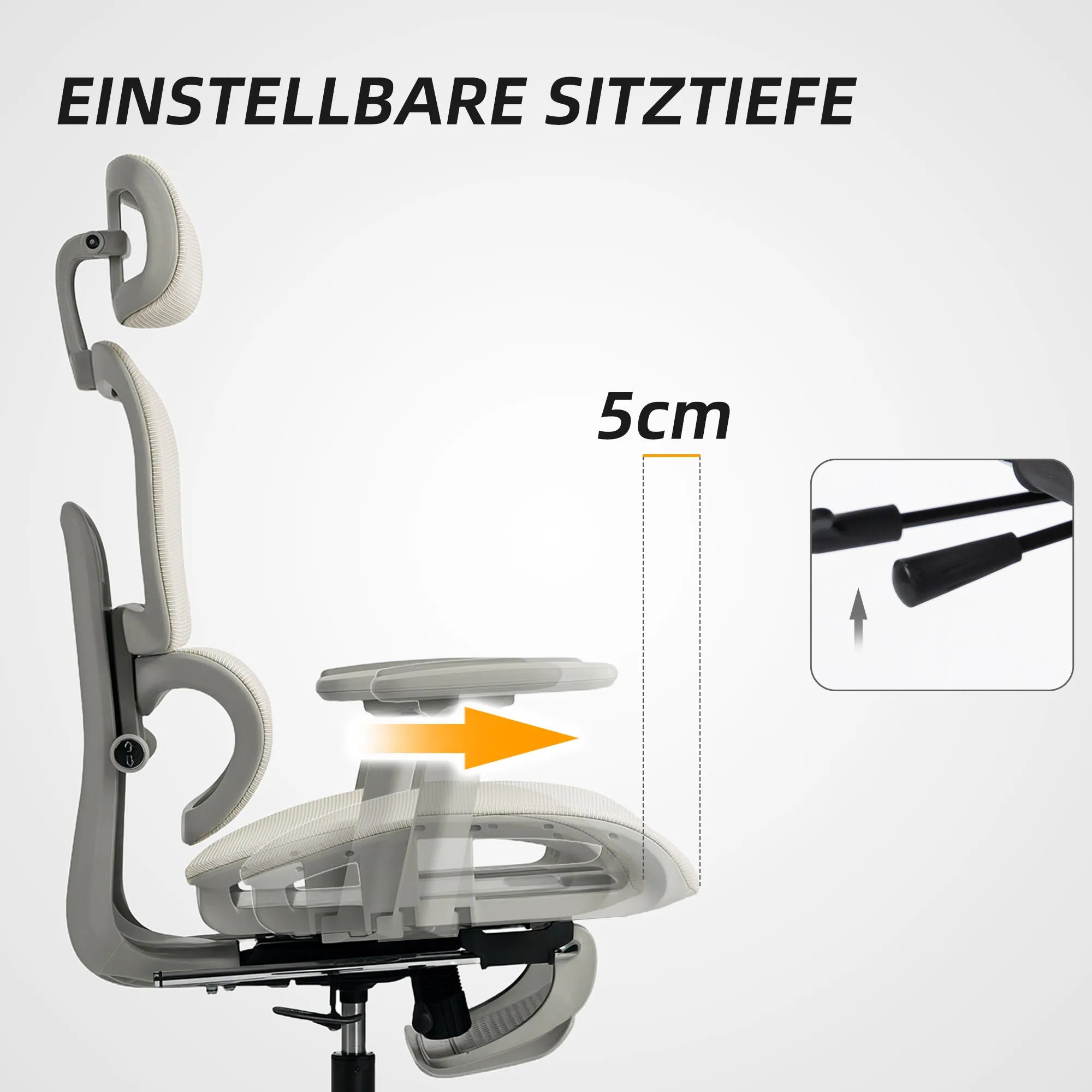 Biuro kėdė ergonomiška reguliuojama su kojų atrama, 120 kg, smėlio spalvos