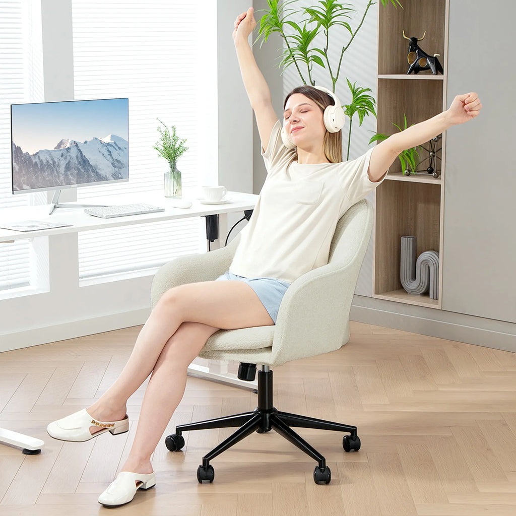 Biuro kėdė ergonomiška reguliuojamo aukščio iki 120 kg, smėlio spalvos