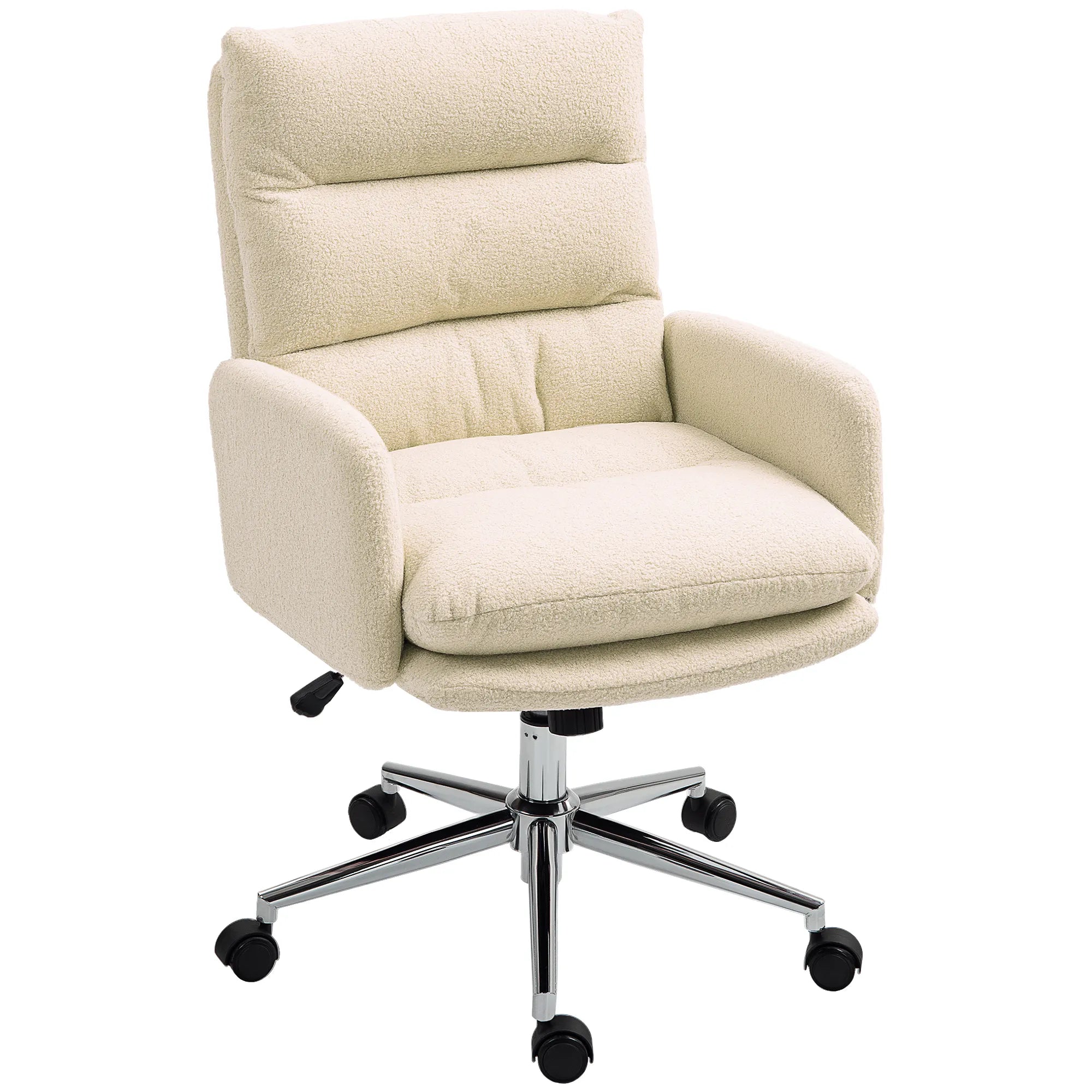 Biuro kėdė ergonomiška reguliuojamo aukščio, kreminės baltos spalvos