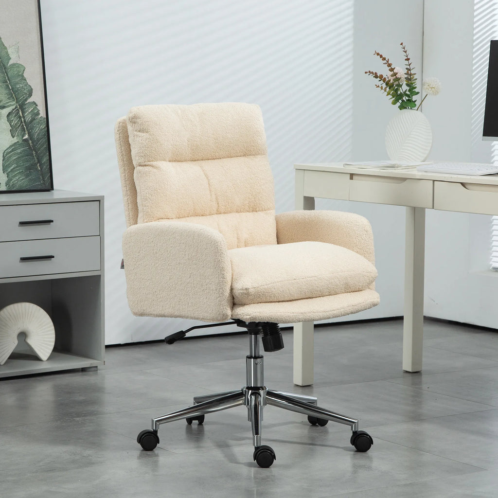 Biuro kėdė ergonomiška reguliuojamo aukščio, kreminės baltos spalvos