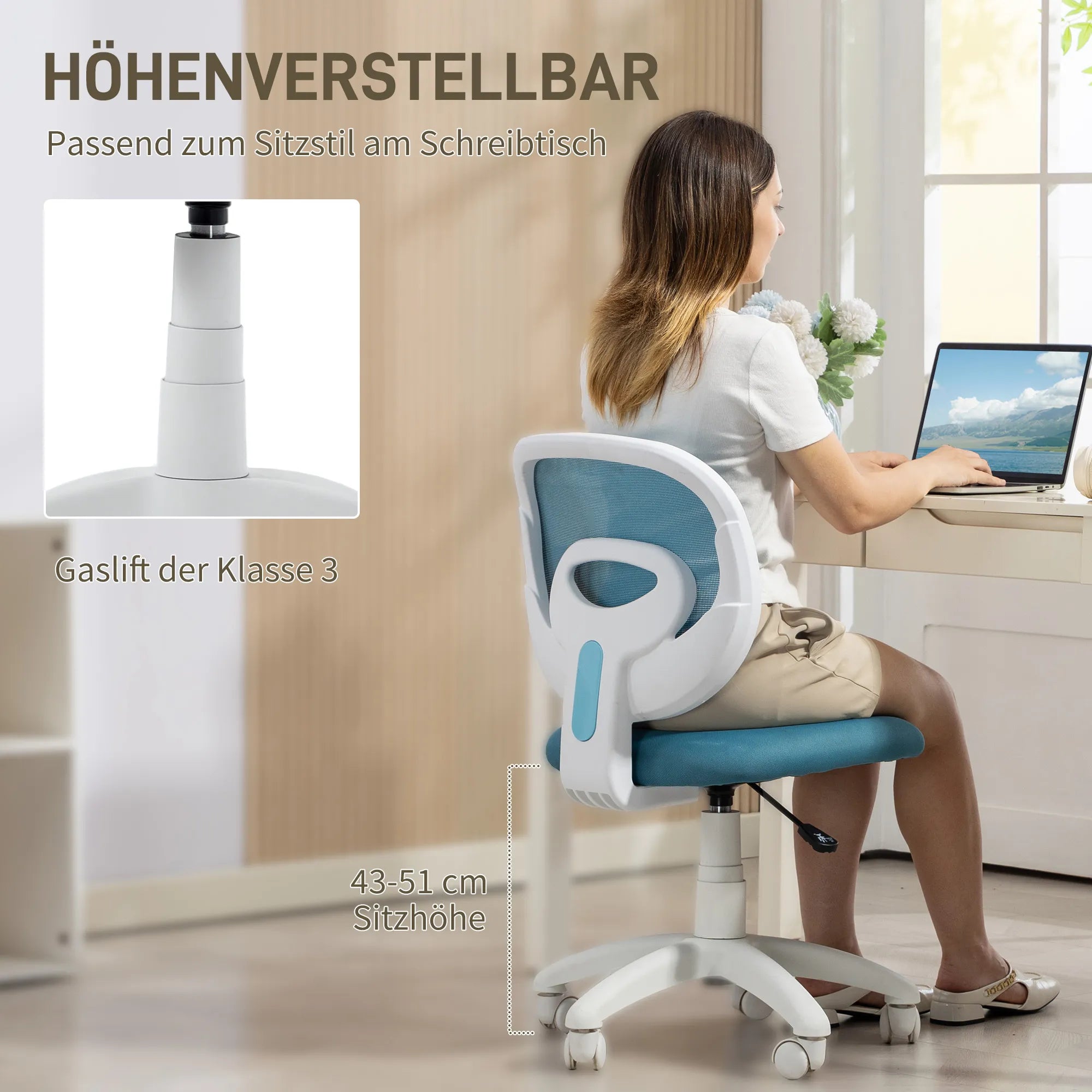 Biuro kėdė ergonomiška reguliuojamo aukščio, mėlyna