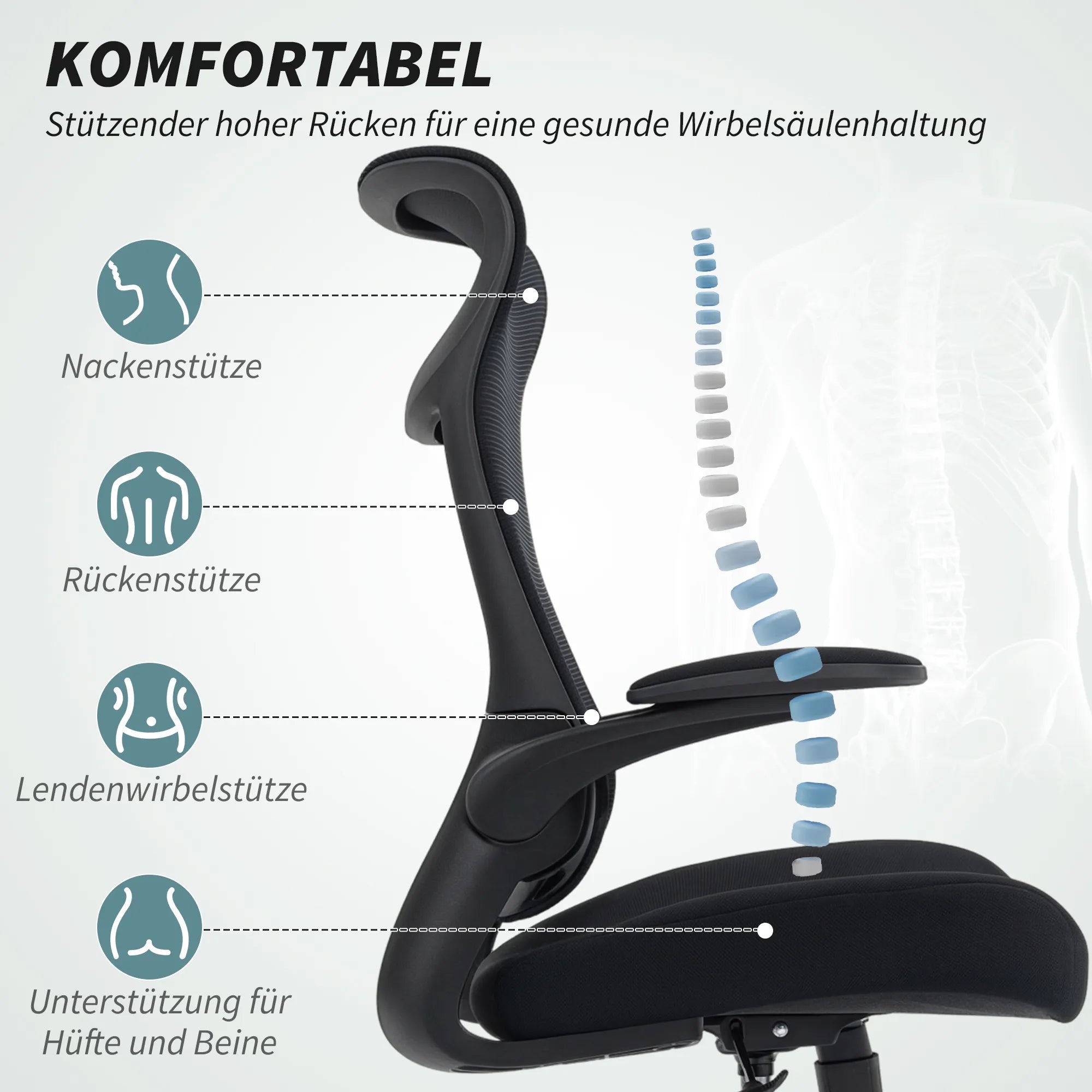 Biuro kėdė ergonomiška su 3D porankiais ir atrama galvai, iki 120 kg, juoda