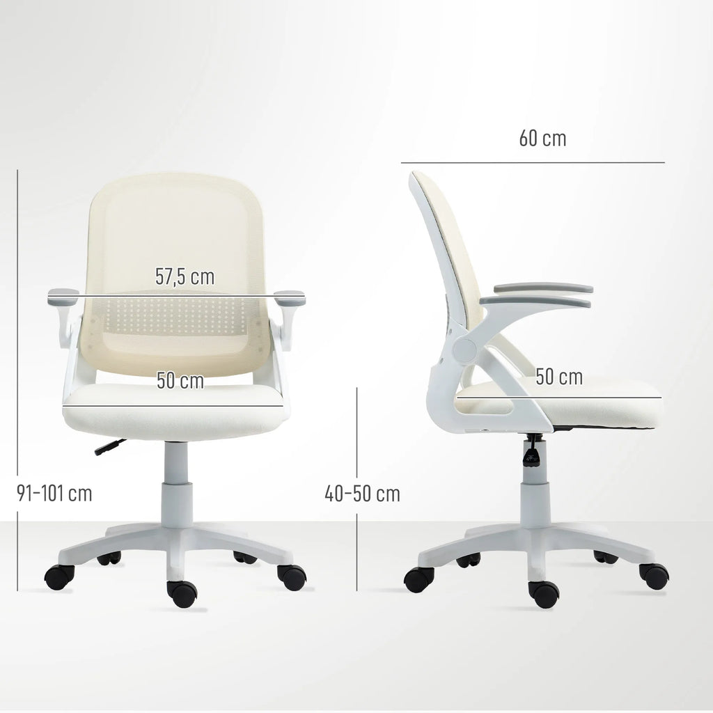 Biuro kėdė ergonomiška su atlenkiamais porankiais, balta
