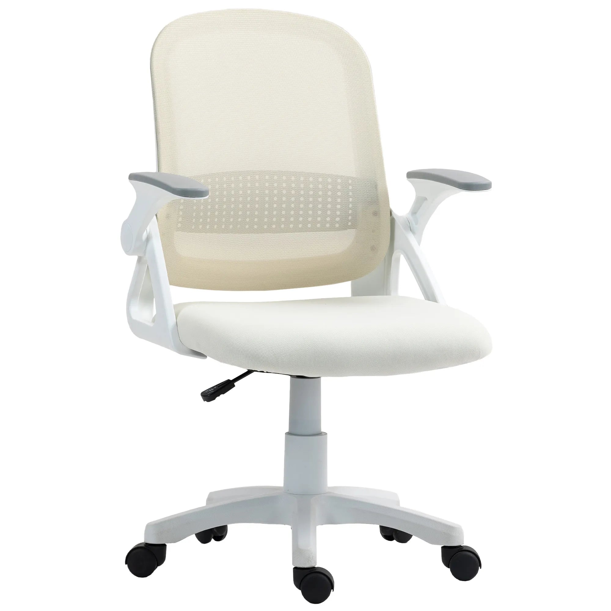 Biuro kėdė ergonomiška su atlenkiamais porankiais, balta