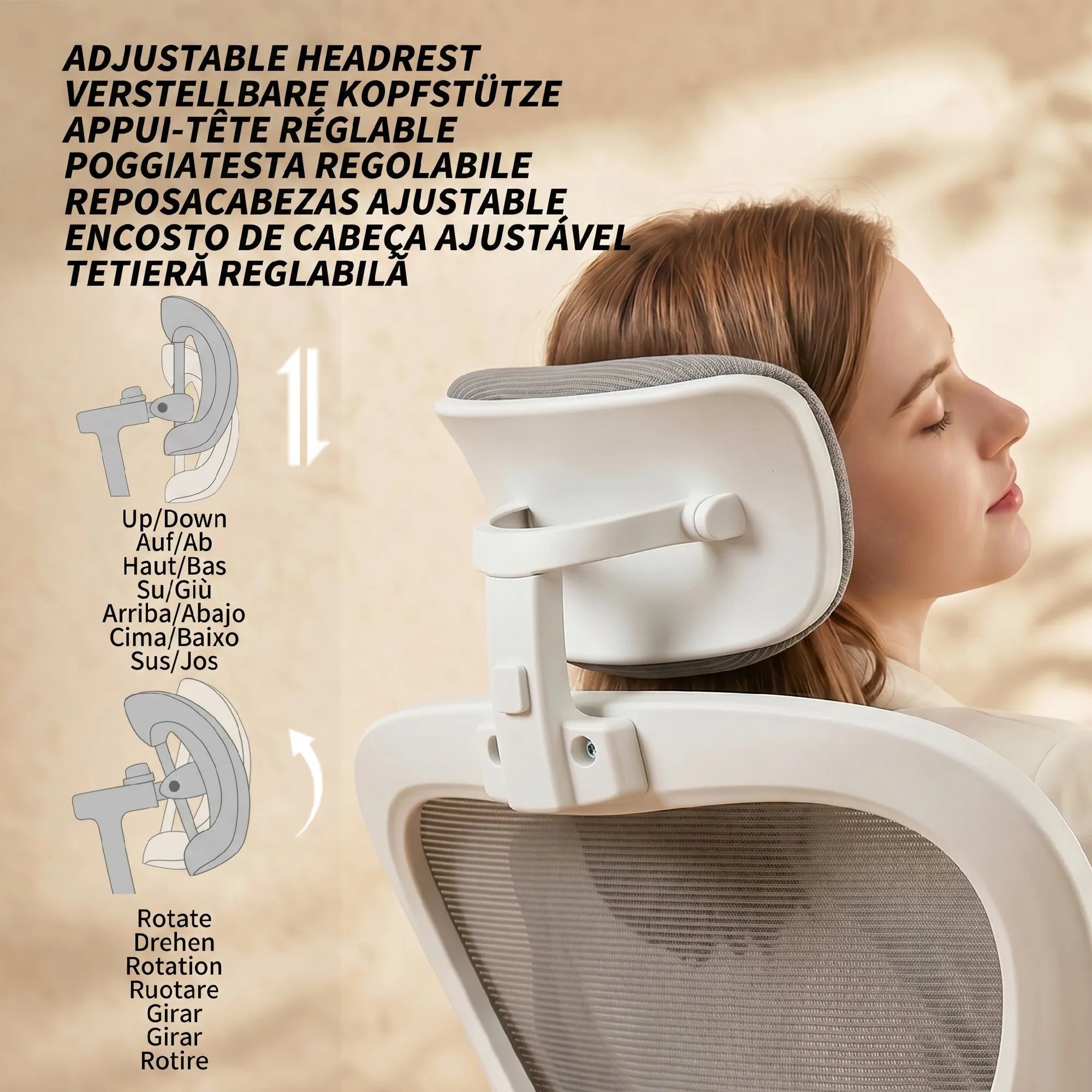 Biuro kėdė ergonomiška su atlenkiamais porankiais, iki 120 kg, pilka