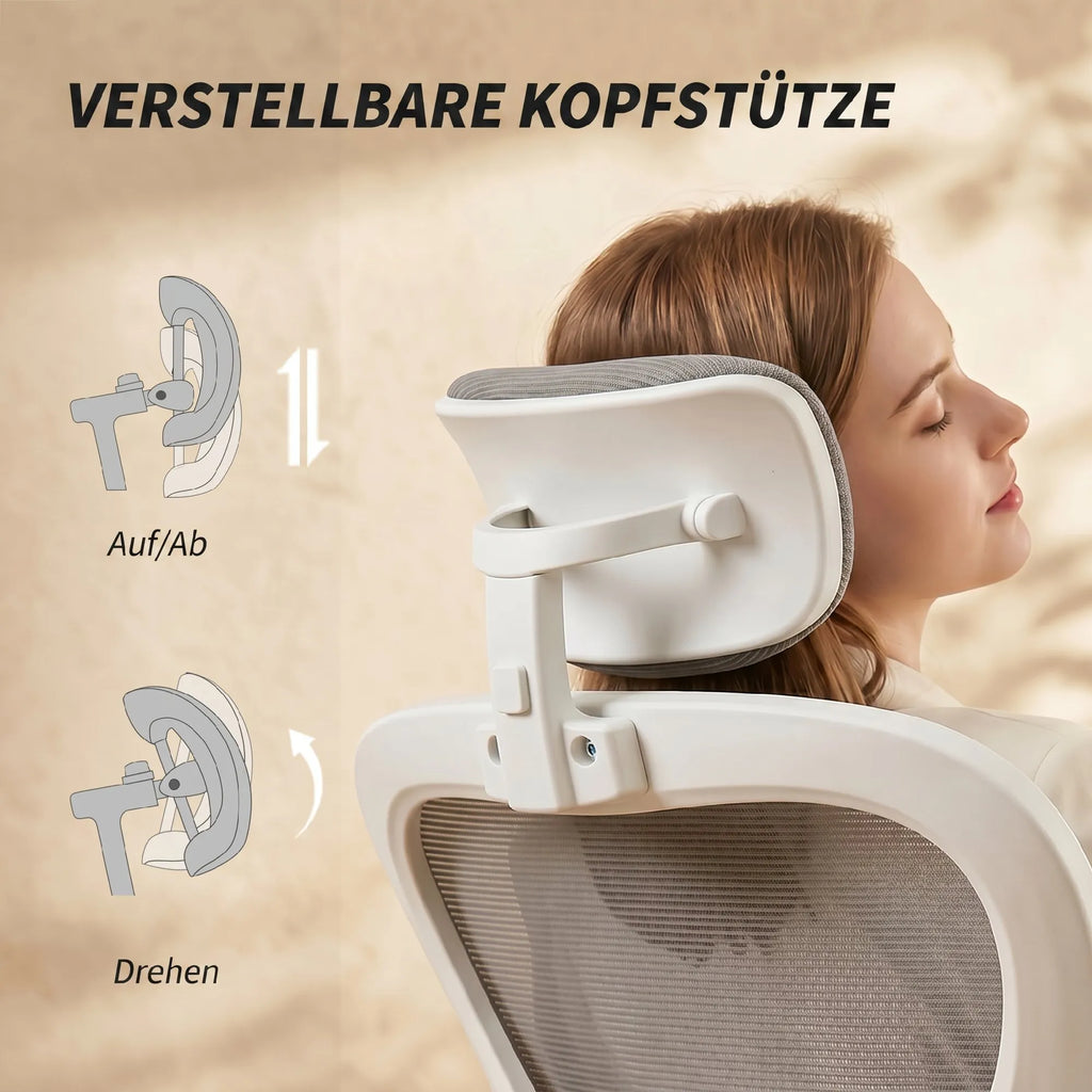 Biuro kėdė ergonomiška su atlenkiamais porankiais, iki 120 kg, pilka