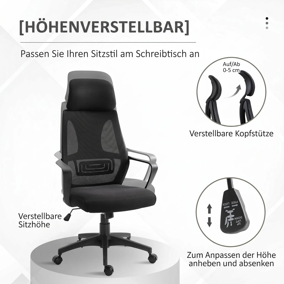 Biuro kėdė ergonomiška su atrama galvai ir juosmeniui iki 120 kg, juoda