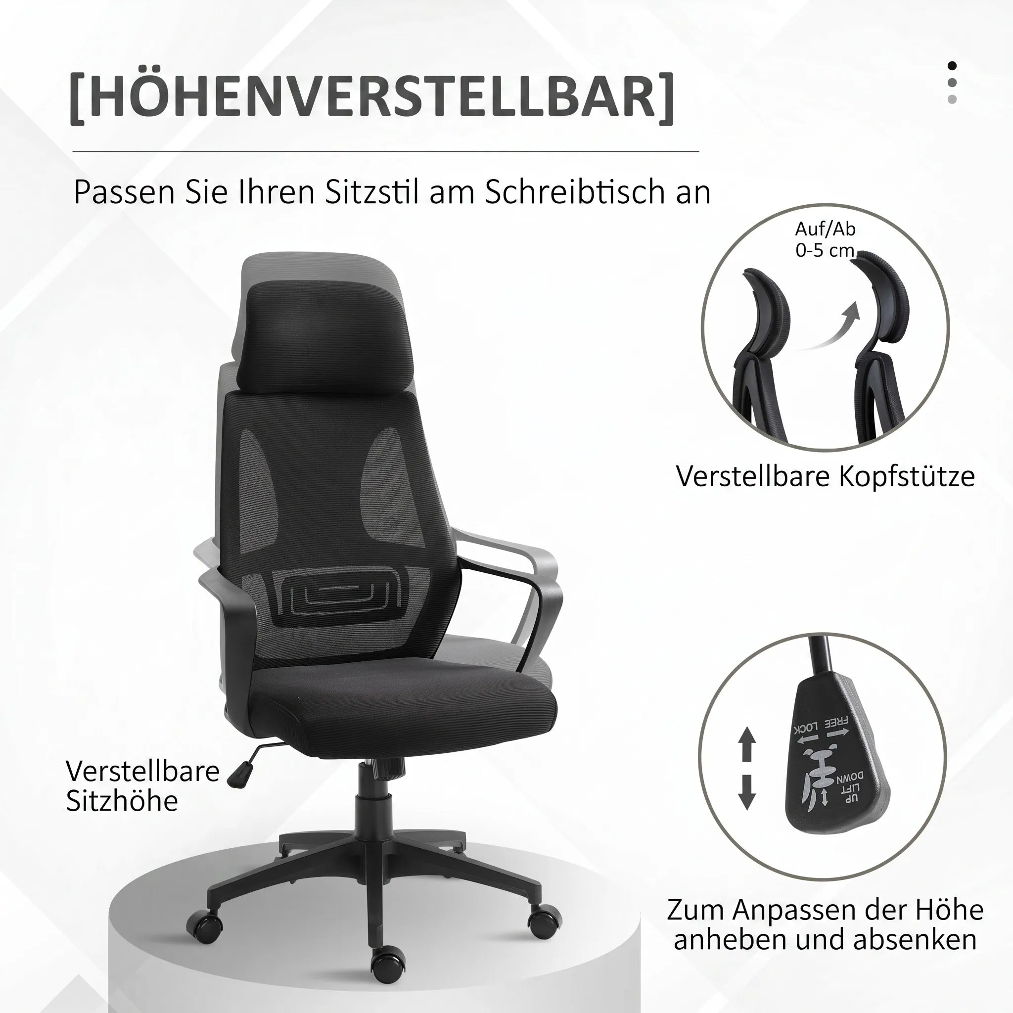 Biuro kėdė ergonomiška su atrama galvai ir juosmeniui iki 120 kg, juoda