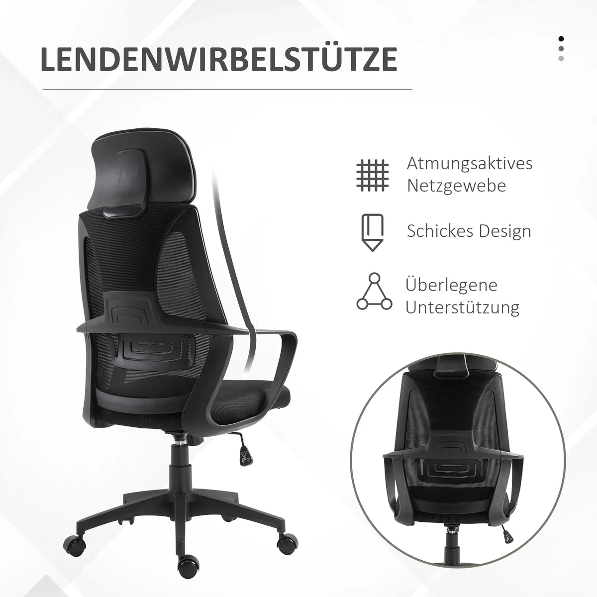 Biuro kėdė ergonomiška su atrama galvai ir juosmeniui iki 120 kg, juoda