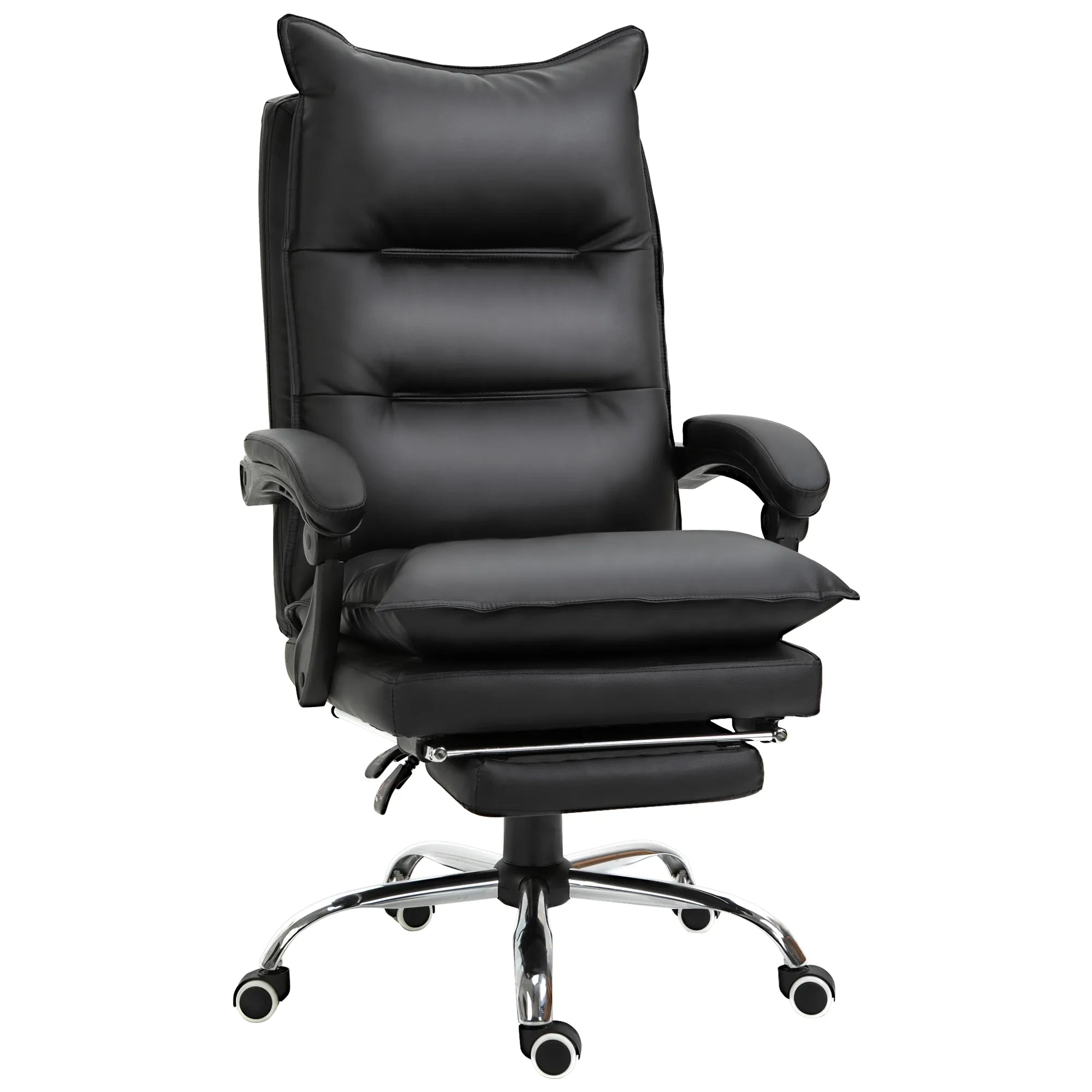 Biuro kėdė ergonomiška su atrama kojoms ir reguliuojamu aukščiu, juoda