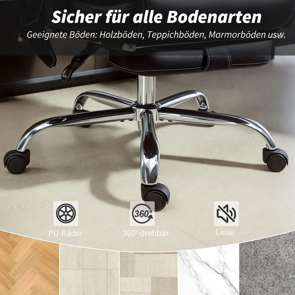Biuro kėdė ergonomiška su masažo funkcija ir atrama kojoms, juoda